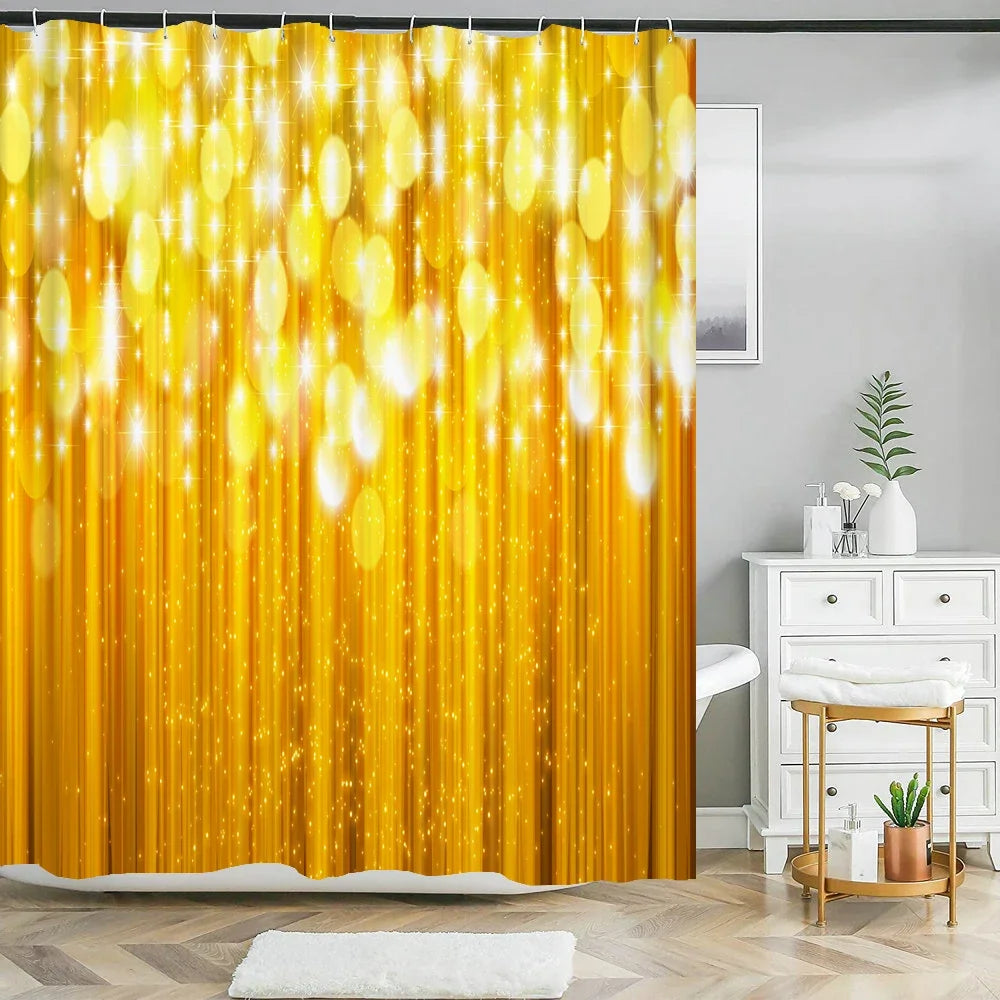 Colorful Rainbow Stripes Printed Shower Curtain Sparkling Diamond  Bathroom Curtain With Hook Waterproof Polyester Bath Screen