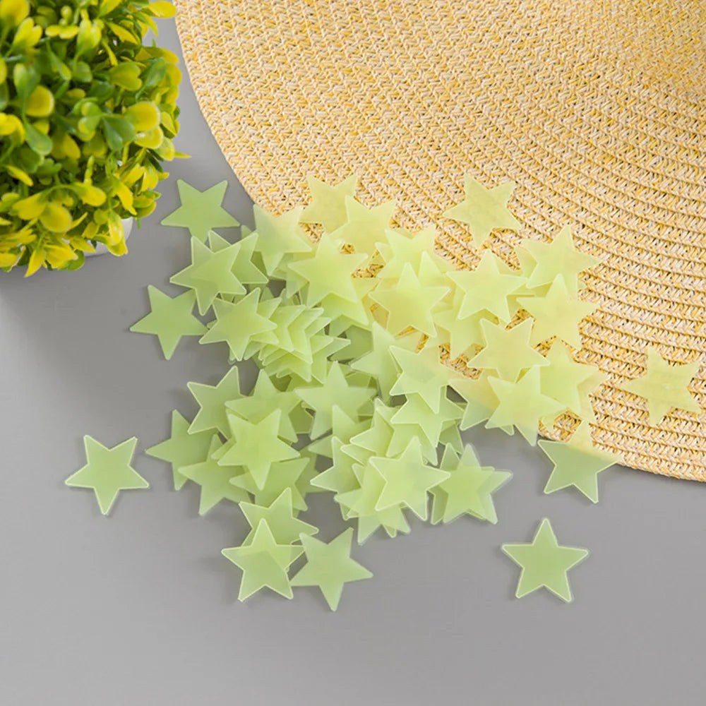 100 Wall Glow In The Dark Stars Stickers Baby Kids Nursery Bed Room Ceiling Cute