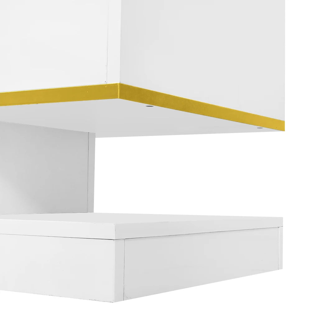 PINGGO Modern TV Cabinet with Three Drawers and an Open Compartment - High Gloss with Color-Changing LED Lights, 180*38*45cm
