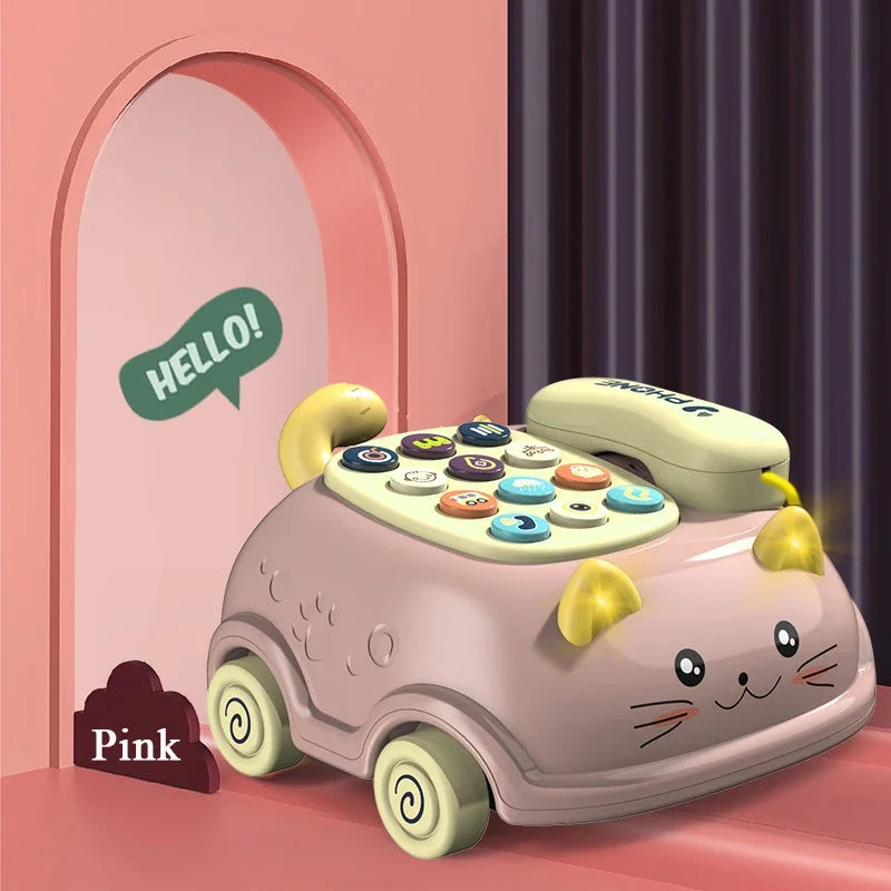 Baby 3-in-1 Musical Phone Toys Toddler Interactive Learning Toy with Lights Cat Telephone Story Early Education Montessori Gift