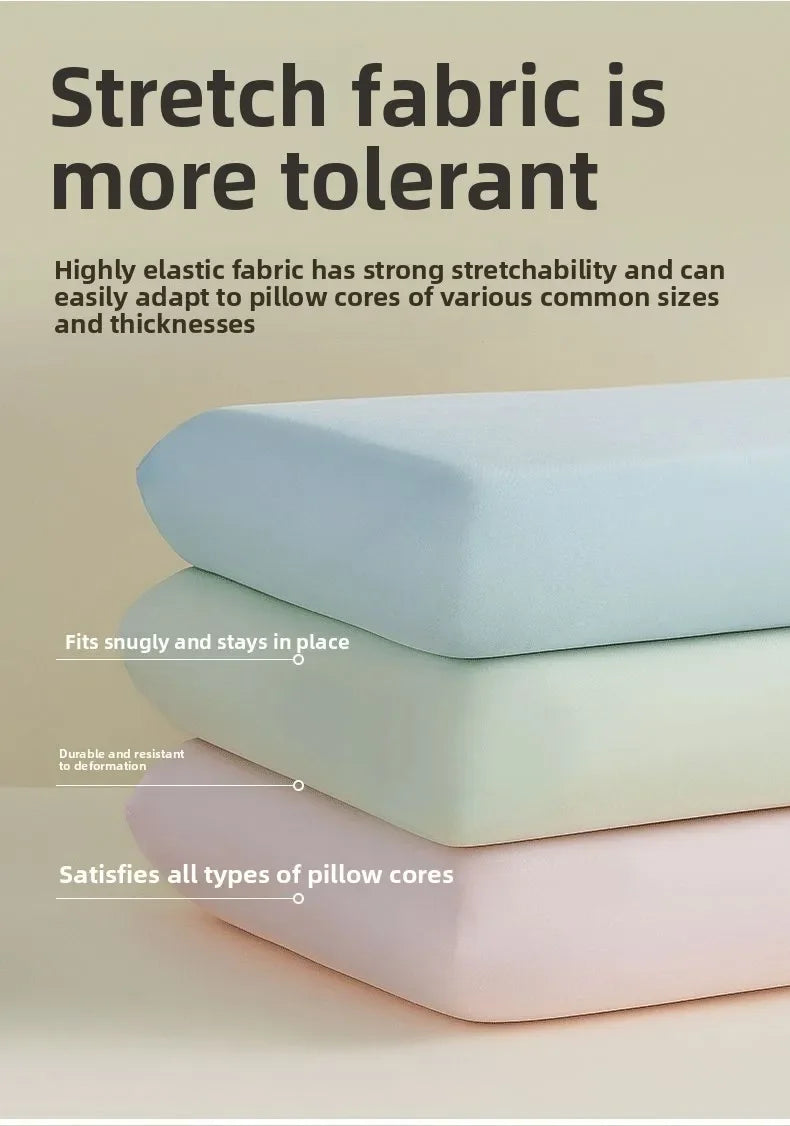 Summer Ice Silk Cooling Pillow Case, Open Style Elastic Edge Cover, Breathable Cool Feel Soft Pillow Protector for Better Sleep