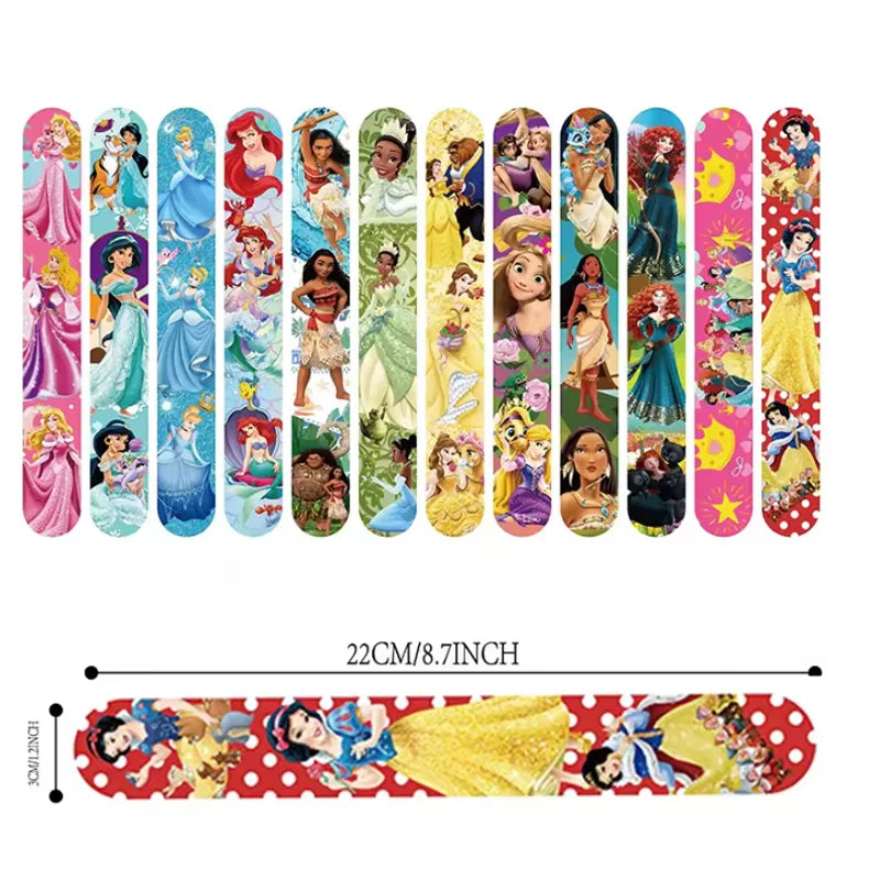 Princess Theme Party Favors Supplies Slap Bracelets Keychain Straw Stamp for Girls Birthday Decration Goodie Bag Gifts Fillers