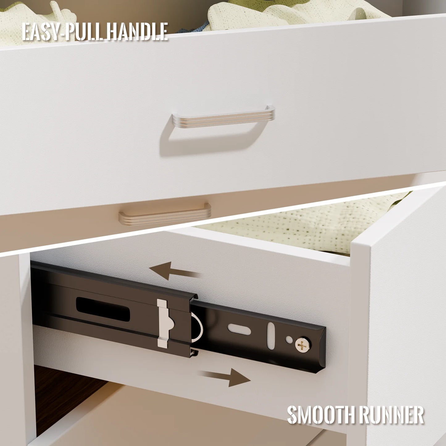 5 Drawer Chest White, Wood Storage Cabinet Dresser for Bedroom, Hallway, Closet Organizer, Modern Furniture (75x36x90cm)