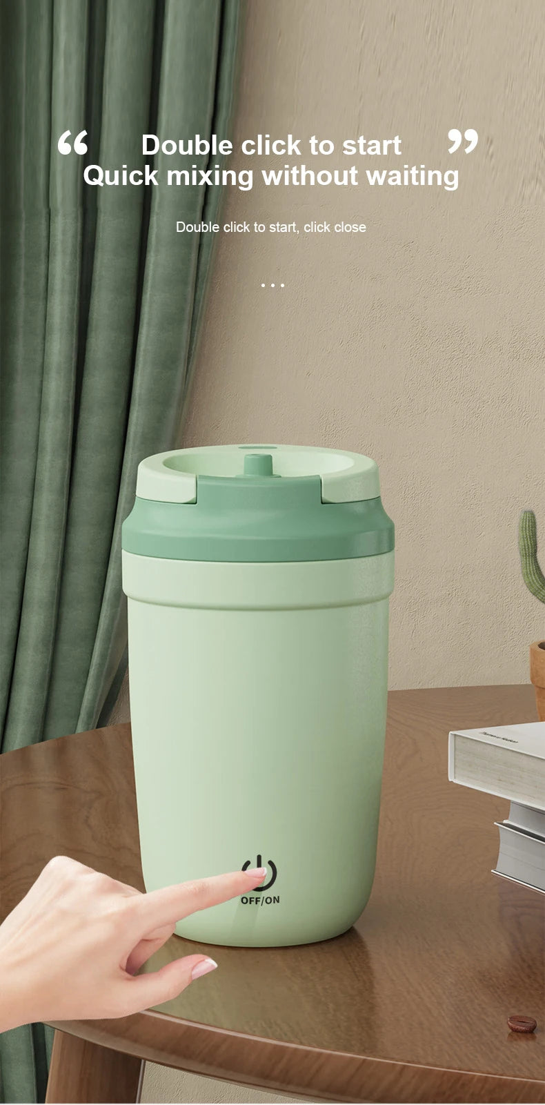 Mini Electric Coffee Self Mixing Mug Waterproof Food Safe Coffee Mug USB Rechargeable Automatic Magnetic Cup For Tea 380ML