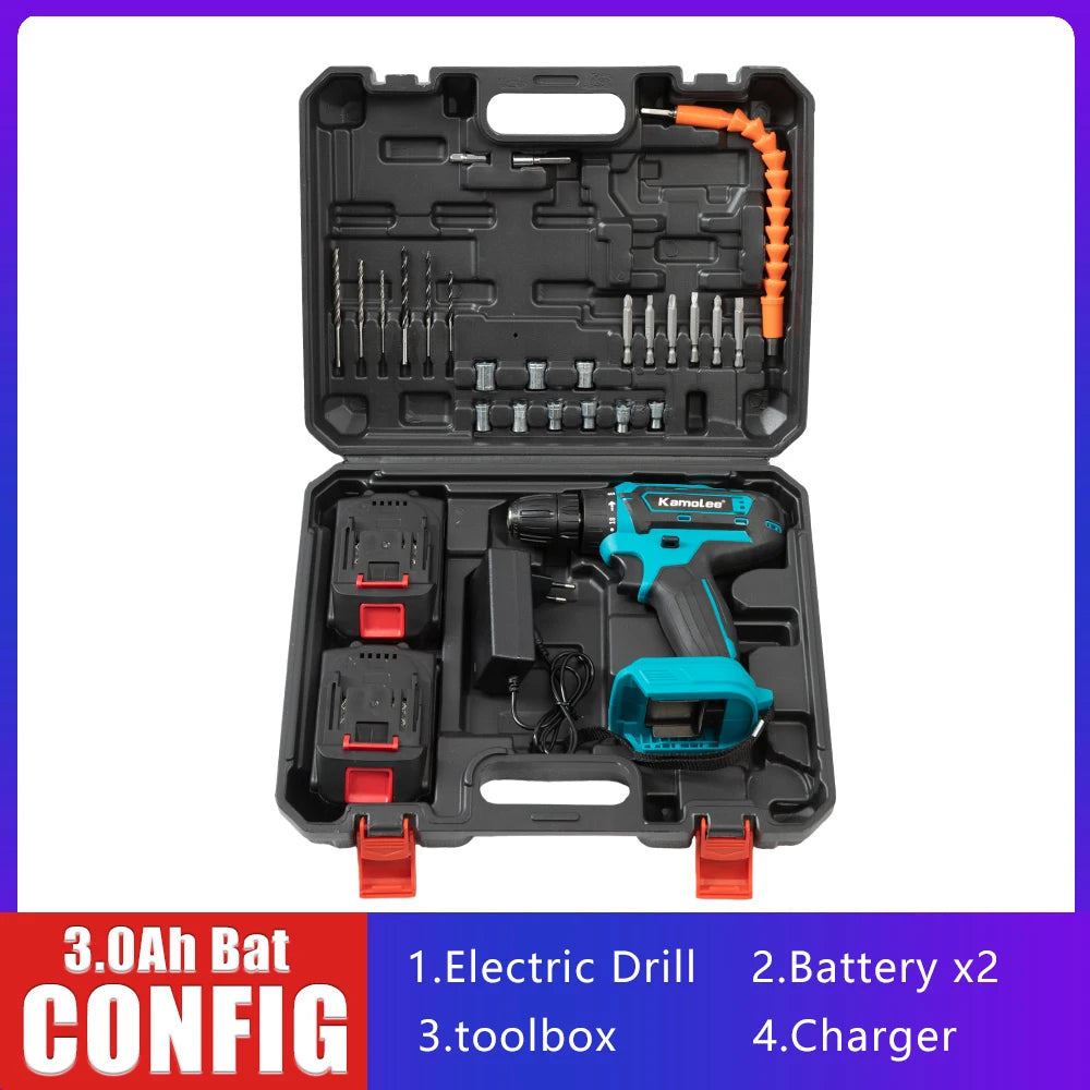 Kamolee 10mmElectric hand drill impact drill household small pistol drill multifunctional rechargeable electric screwdriver tool