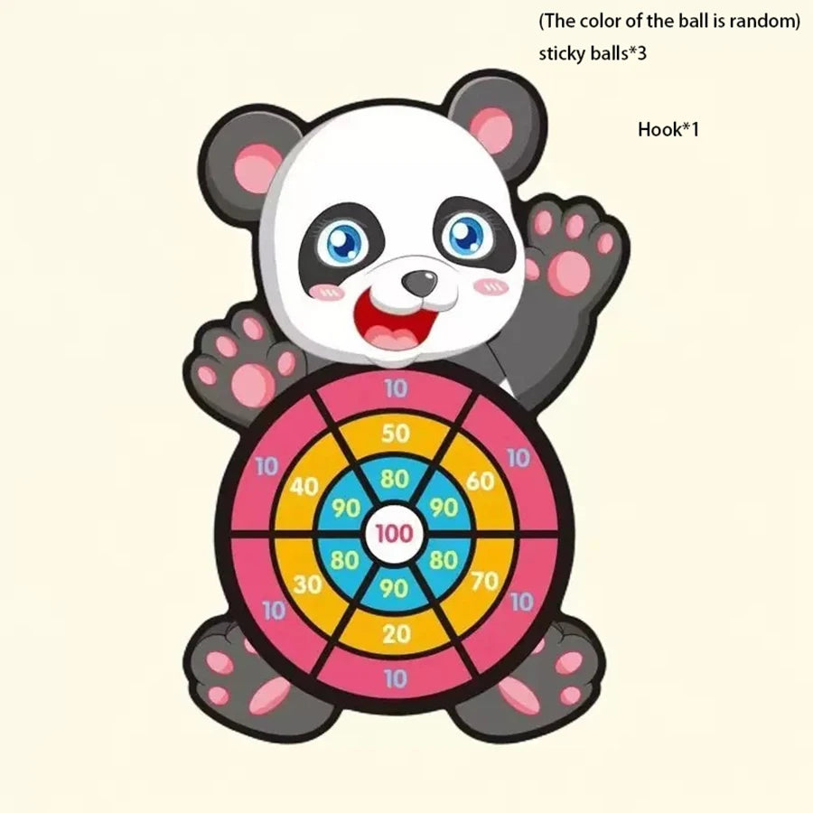 1set- Dart Board for Kids with 3 Sticky Balls Indoor Outdoor Sport Party Games Cartoon Animal Dart Board Toys Christmas Gift
