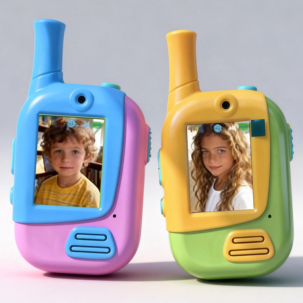 2 Pack Kids Video Walkie Talkies, Rechargeable Two Way Radio with Voice Changer and HD Camera, Indoor Outdoor Camping Hiking Toy
