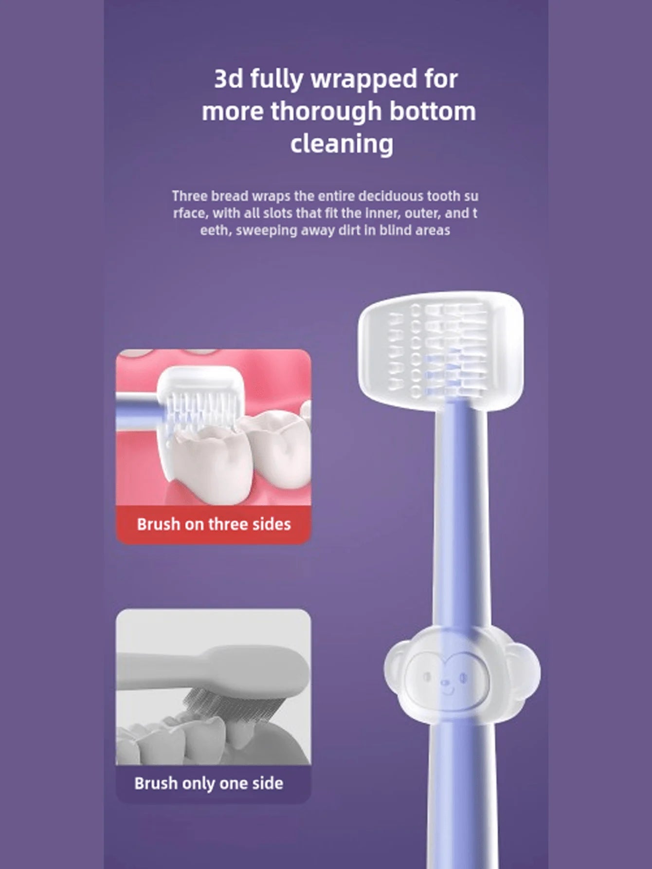Baby Silicone Toothbrush 3d Wrapped Teeth Tongue Massage Brush Gently Cleans Milk Stains For Training Brush Teeth Child