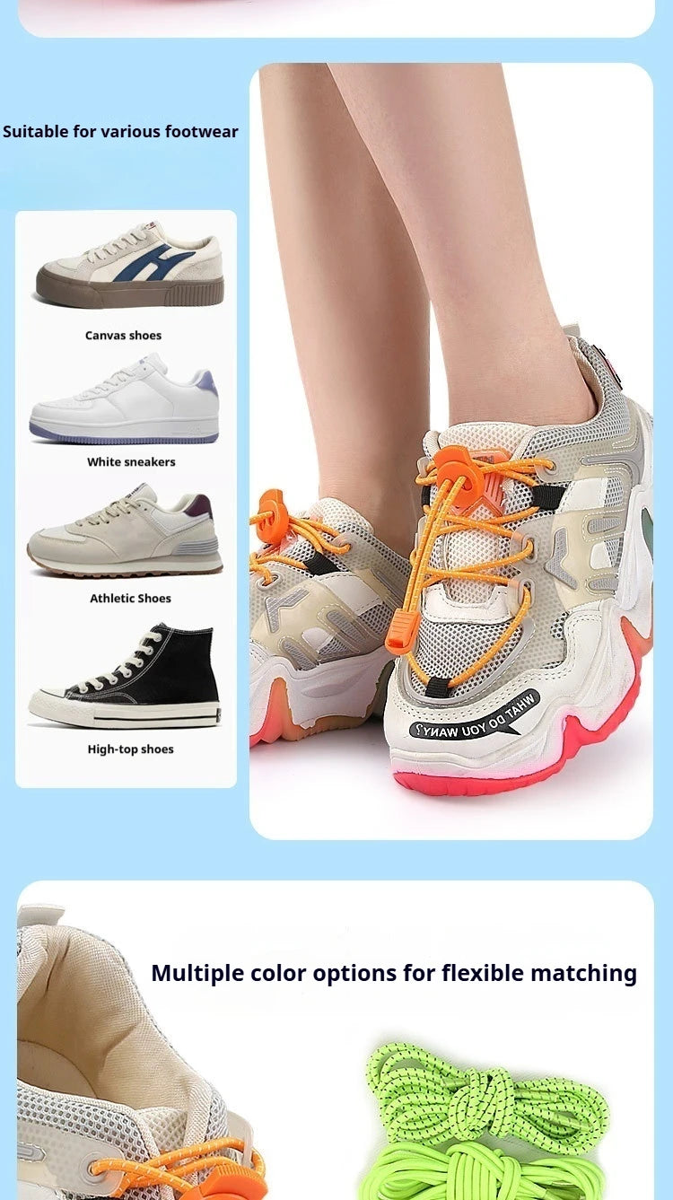 1Pair/3Pair Round Elastic Shoelace No-Tie Shoelaces for Sneakers and Casual Shoes Quick-On Quick-Off Laces