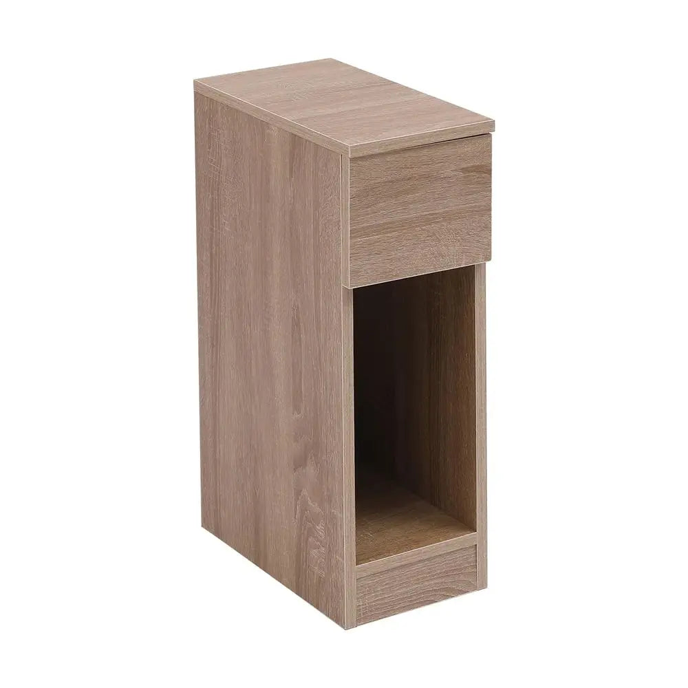 Slim Bedside Table with Drawer 20cm Width Narrow Bedside Table Small Nightstand for Bedroom Brown