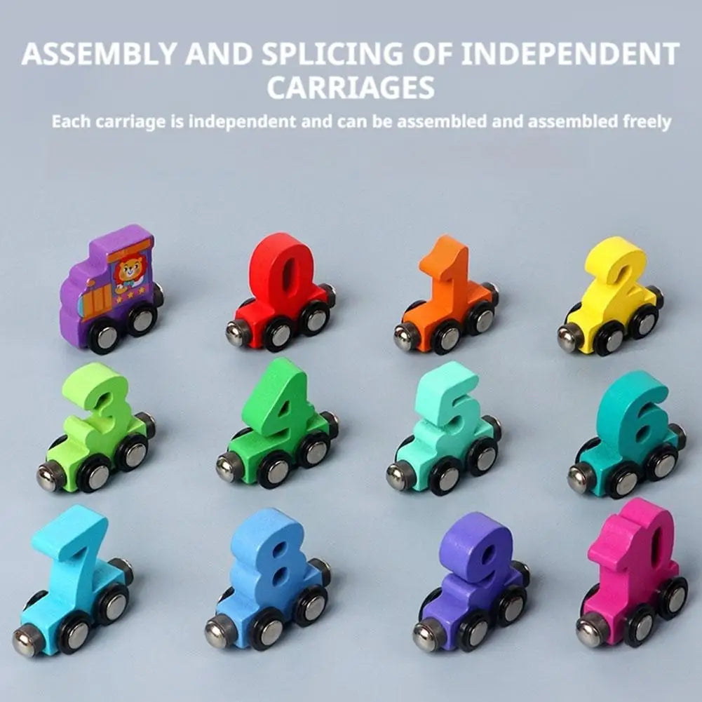 Colorful Building Blocks Number Digital Magnetic Wooden Train Toys Educational Hand-eye Coordination Magnetic Digital Train