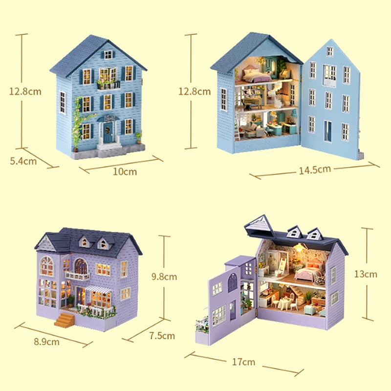 DIY Wooden Doll Houses Mini Assembly Handmade Small House Creative Scene Decoration DollHouse For Toys Birthday Gifts