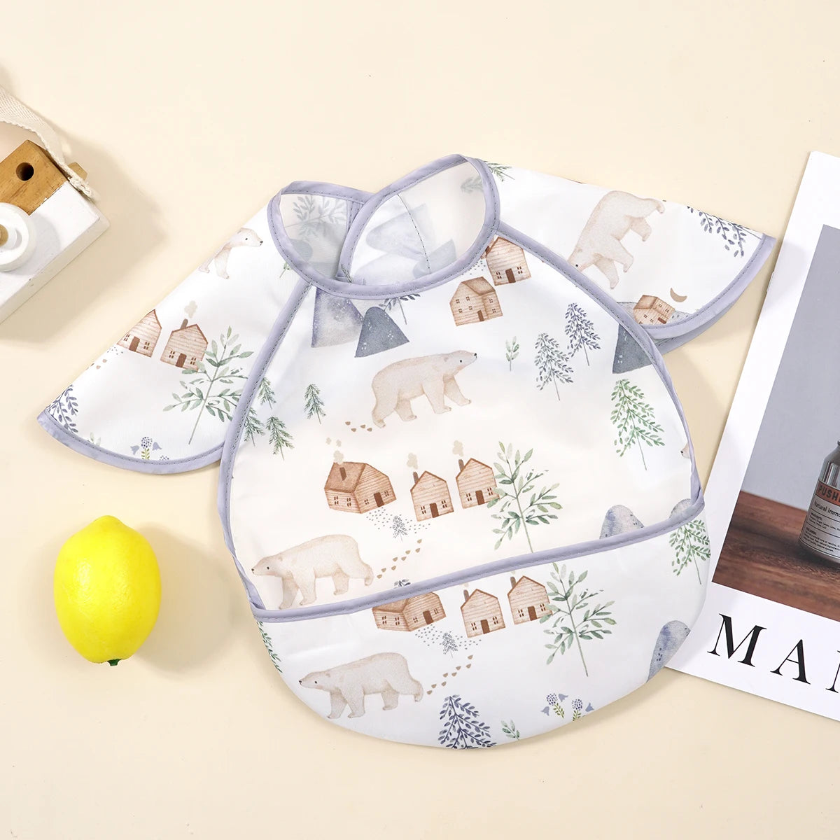 Kangobaby #My Soft Life# New Waterproof Baby Sleeveless Feeding Bib Fashion Full Body Cover