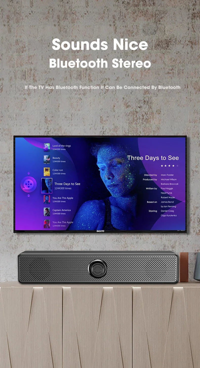 PC Soundbar Wired and  Bluetooth Speaker USB Powered Soundbar for TV Pc Laptop Gaming Home Theater Surround Audio System