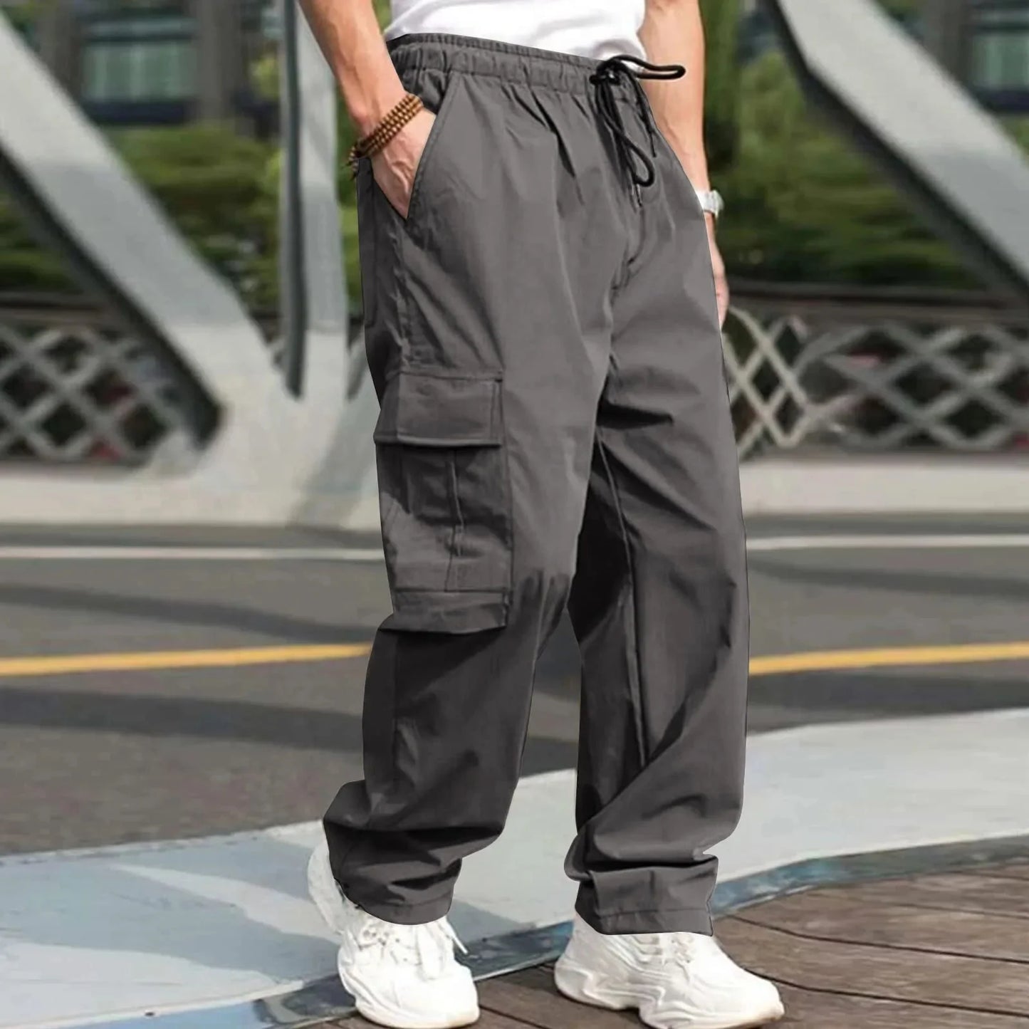 New Style Amazon Men's Cargo Pants Loose Straight Leg Casual Sports Trousers Working Men's Pocket Pants European And American