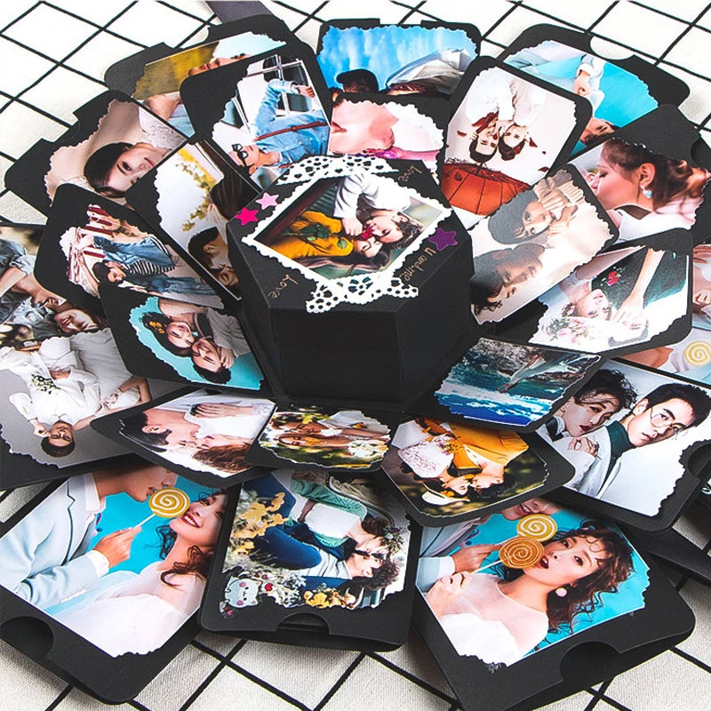 Hexagonal Surprise Blast Gift Box diy Handmade Album Birthday Valentine's Day Wedding Proposal Gift Memorial Album