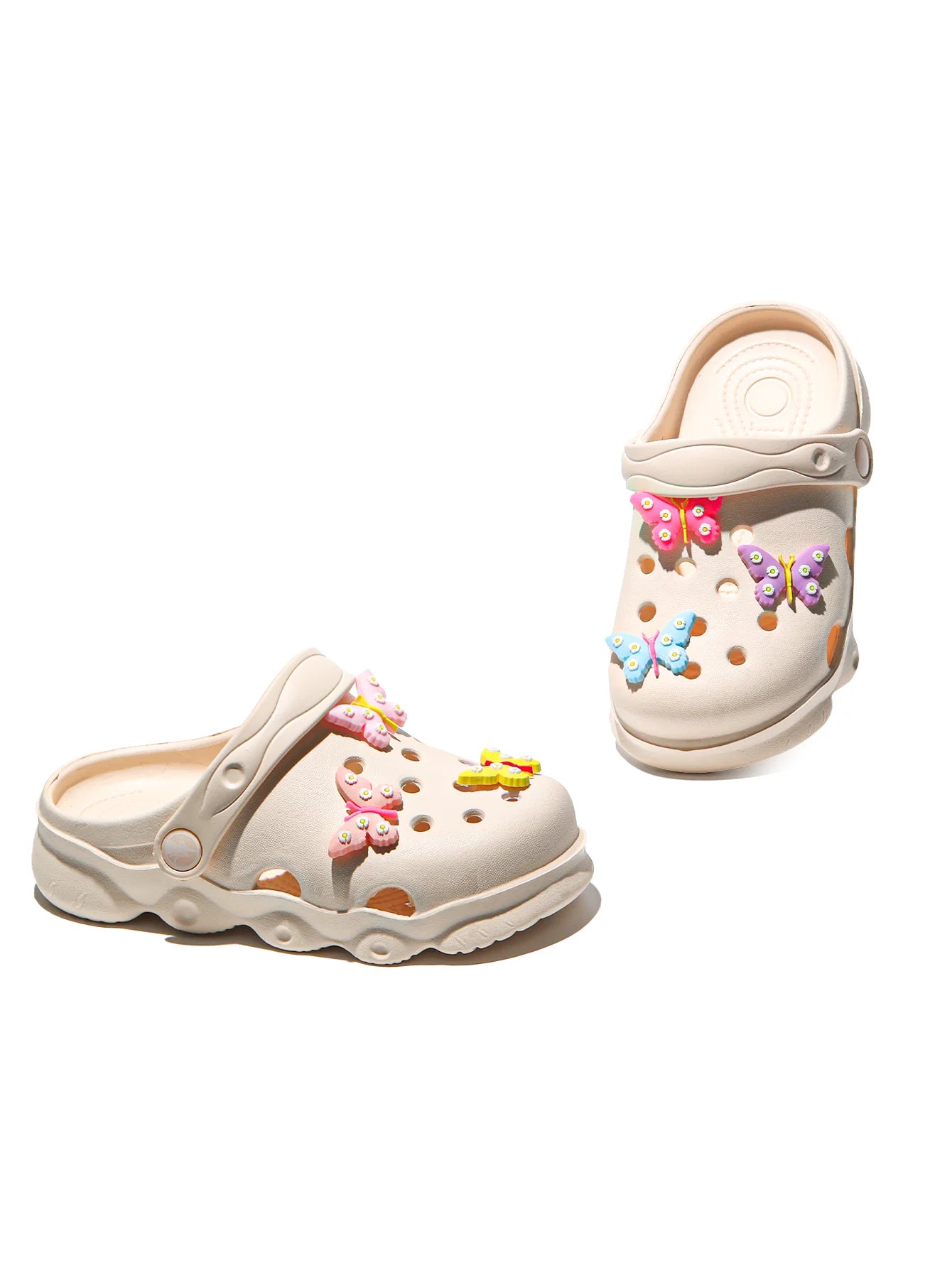 Comfortable and lightweight girls' clogs, can be worn in all seasons, exquisite butterfly shoes,summer hot beach shoes 1214