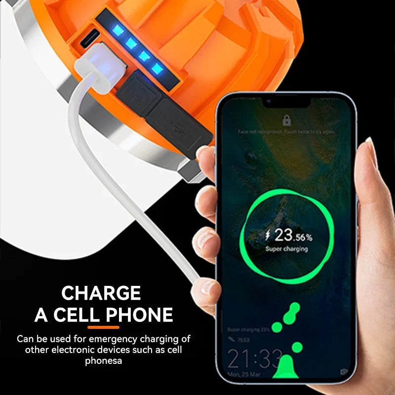 Powerful LED Camping Lights Built-in Battery USB Rechargeable Camping BBQ Tents Super Bright Hanging Lantern Power Bank