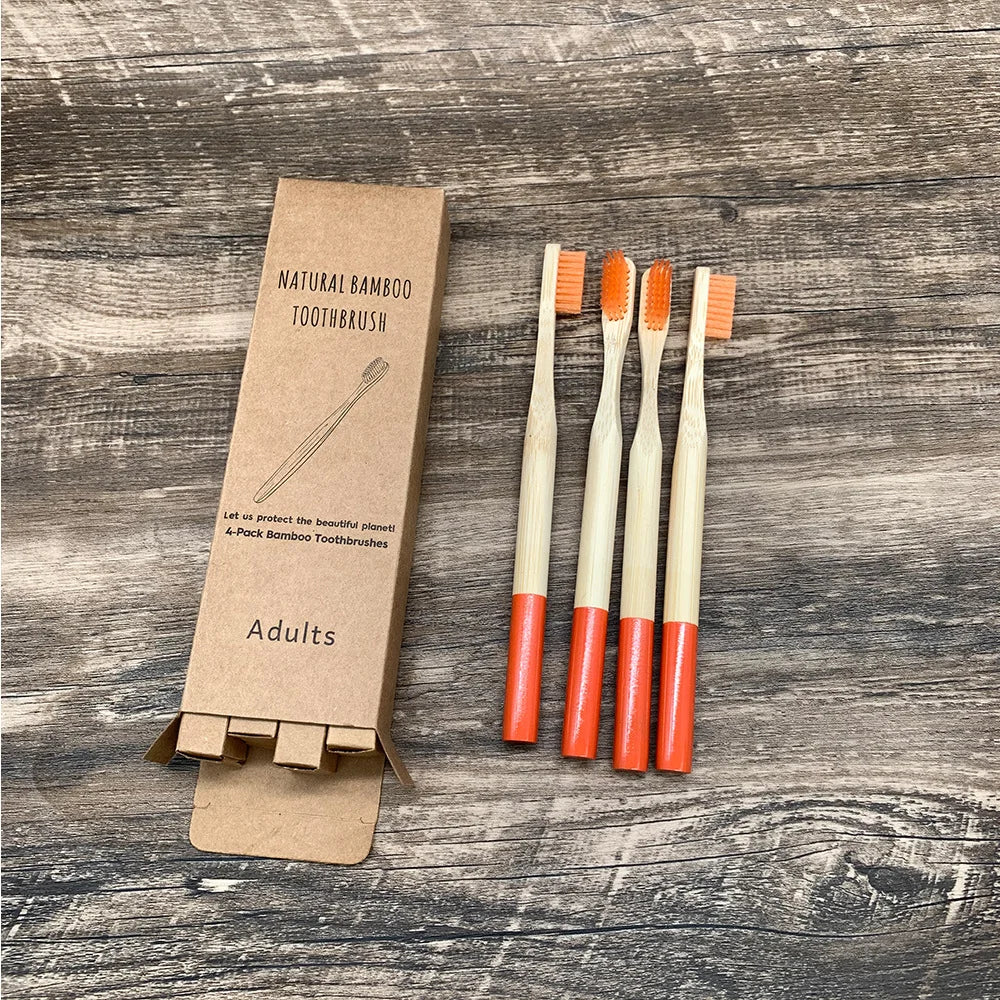 Bamboo Toothbrush,10Pcs Biodegradable Toothbrush with Medium Hard Bristles,Rounded and Comfortable Handle Toothbrush