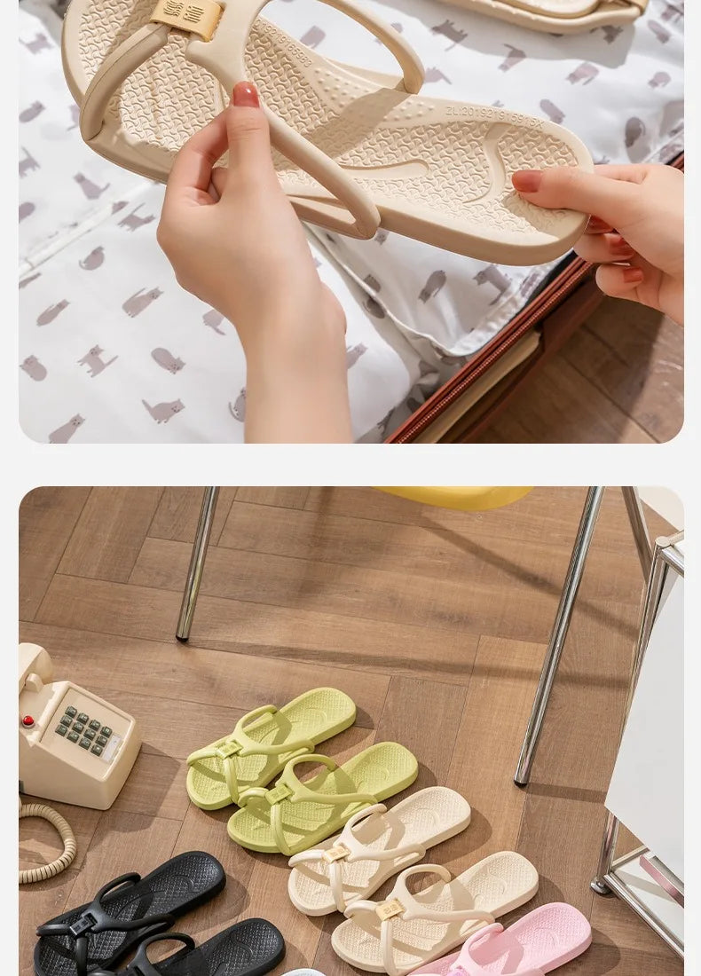 Foldable Travel Slippers Unisex EVA Flip Flops Hotel Non Slip Bathroom Indoor Outdoor Portable Lightweight Comfortable