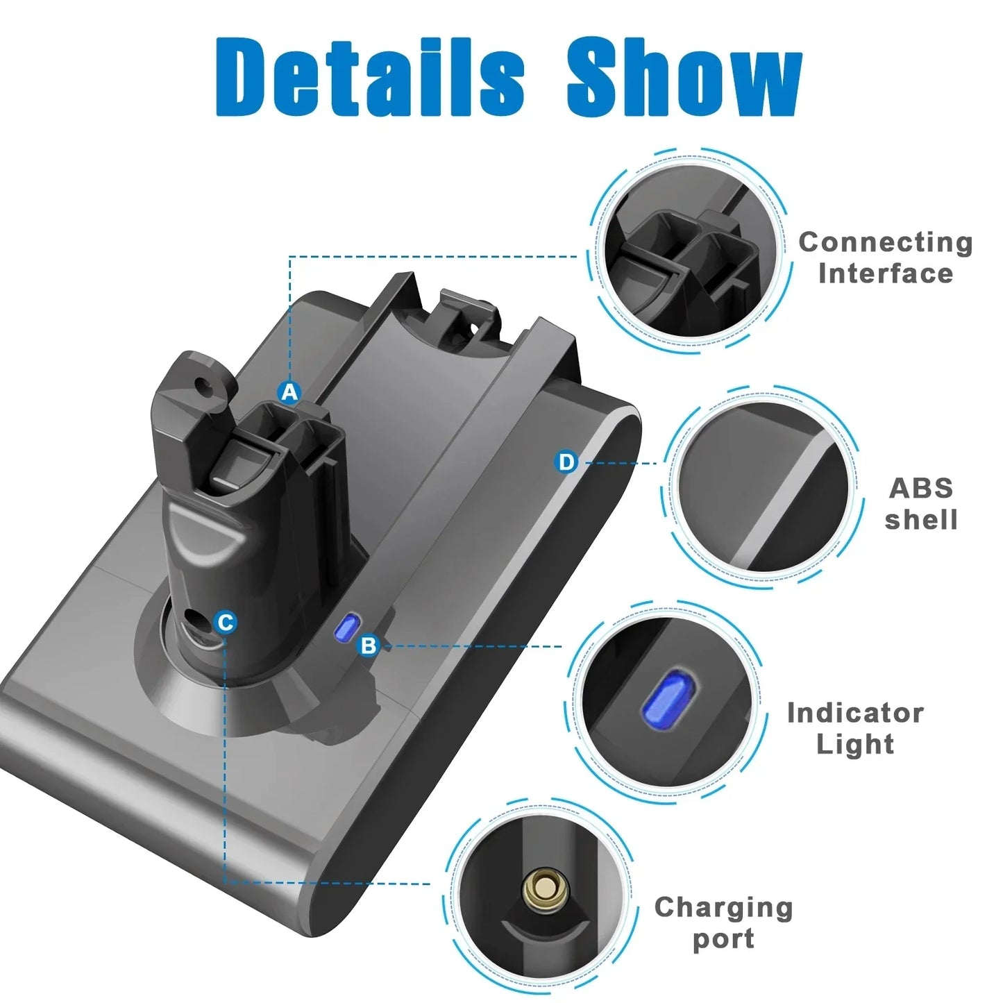 100%New Compatible with Dyson V10 V8  V11 V15 V7 Series SV07 SV09 SV10 DC62 Vacuum Cleaner rechargeable battery
