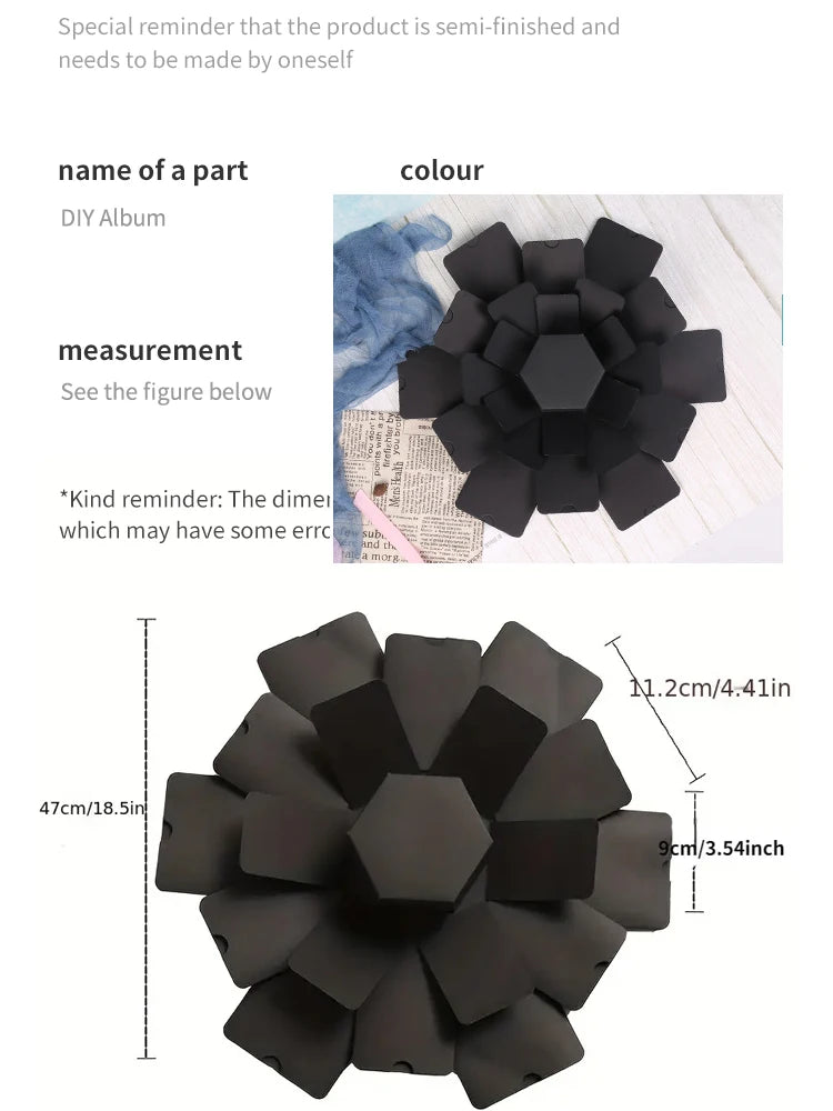 Hexagonal Surprise Blast Gift Box diy Handmade Album Birthday Valentine's Day Wedding Proposal Gift Memorial Album