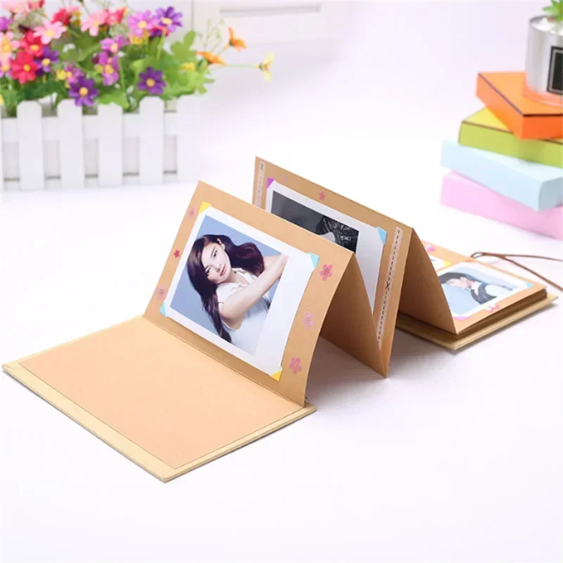 New 1Pc 5/6Inch Folding DIY Photo Album Hand Made Hardcover Wedding Anniversary Scrapbook
