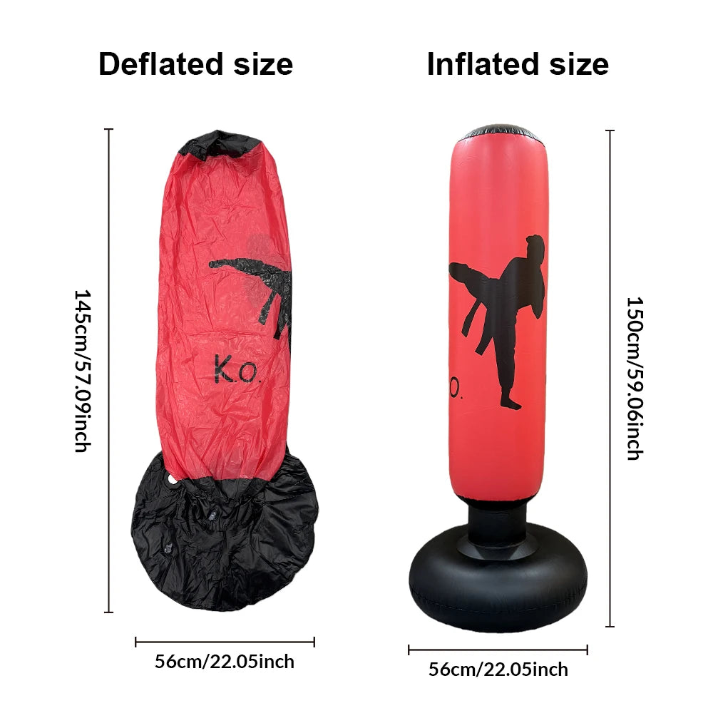 1pc KO Style Inflatable Boxing Sandbags Punching Bag Boxing Column Karate Taekwondo Training Props