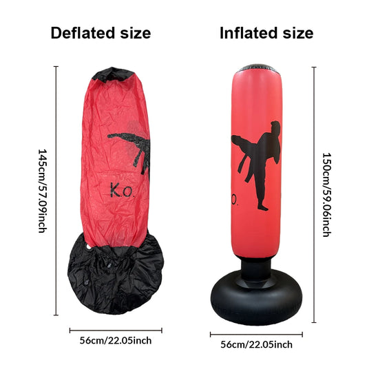 1pc KO Style Inflatable Boxing Sandbags Punching Bag Boxing Column Karate Taekwondo Training Props