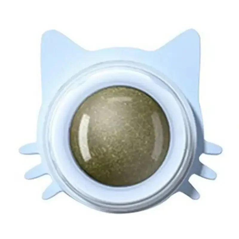 Rotatable Catnip Ball Toy Wall Stick-on Natural Cat Sugar Licking Toy Healthy Digestive Care for Cats
