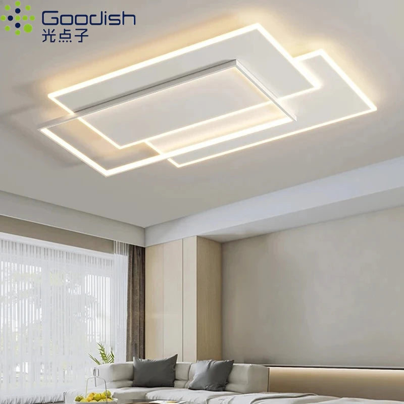 Modern Nordic Led Ceiling Light Square Minimalist Lamps for Kitchen Living Dining  Room Art Home Decoration Chandelier