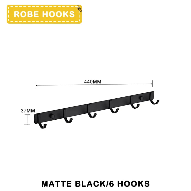Space Aluminum With Multiple Robe Hooks Hanging Clothes Key Storage Hooks Save Space Towel Rack With Hook Bathroom Accessories