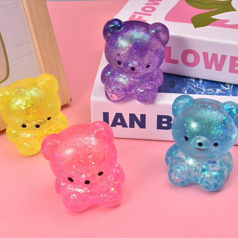 Fidget Bear Toy Squishys Glitter Gummy Bear Small Cute Animal Anti Stress Fidget Splat Decompressions Vent Squeeze Toy 2026 New