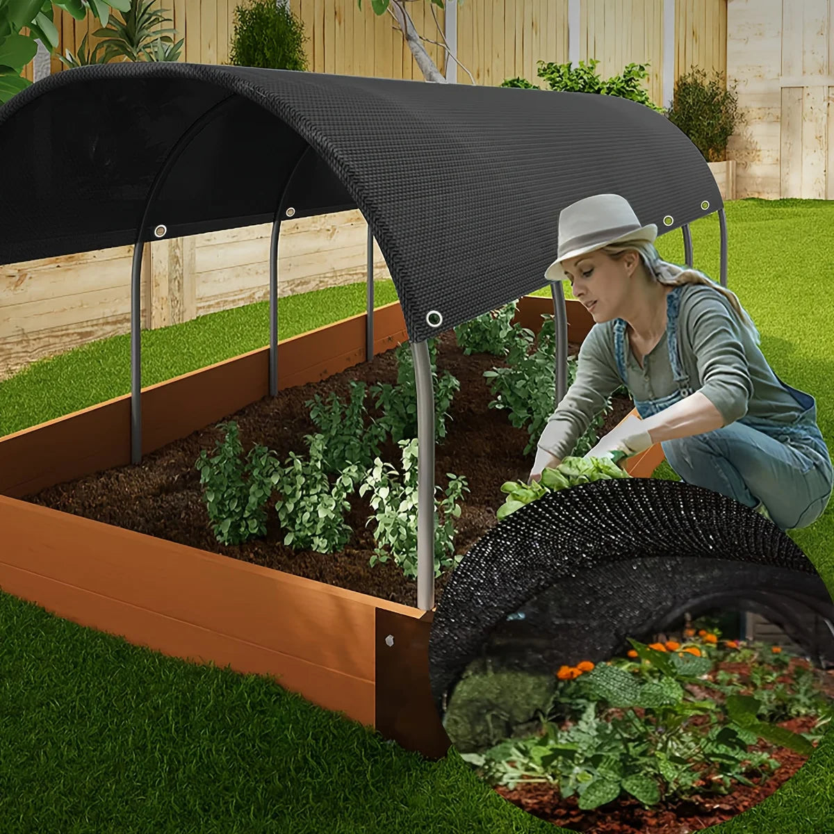 Large Black Garden Sunshade  Breathable UV Block Mesh, Sun & Heat Resistant for Greenhouse & Vegetable Garden Shade Cover, Heatr