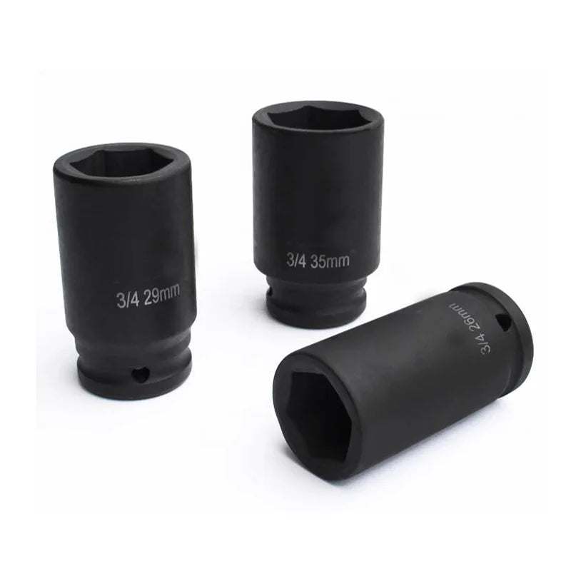 80mm Long 3/4 Inch Drive Impact Hex Socket 6 Point 17mm 18mm 19mm 20mm 21mm 22mm 23mm 24mm 25mm 26mm 27mm 28mm 29mm To 55mm