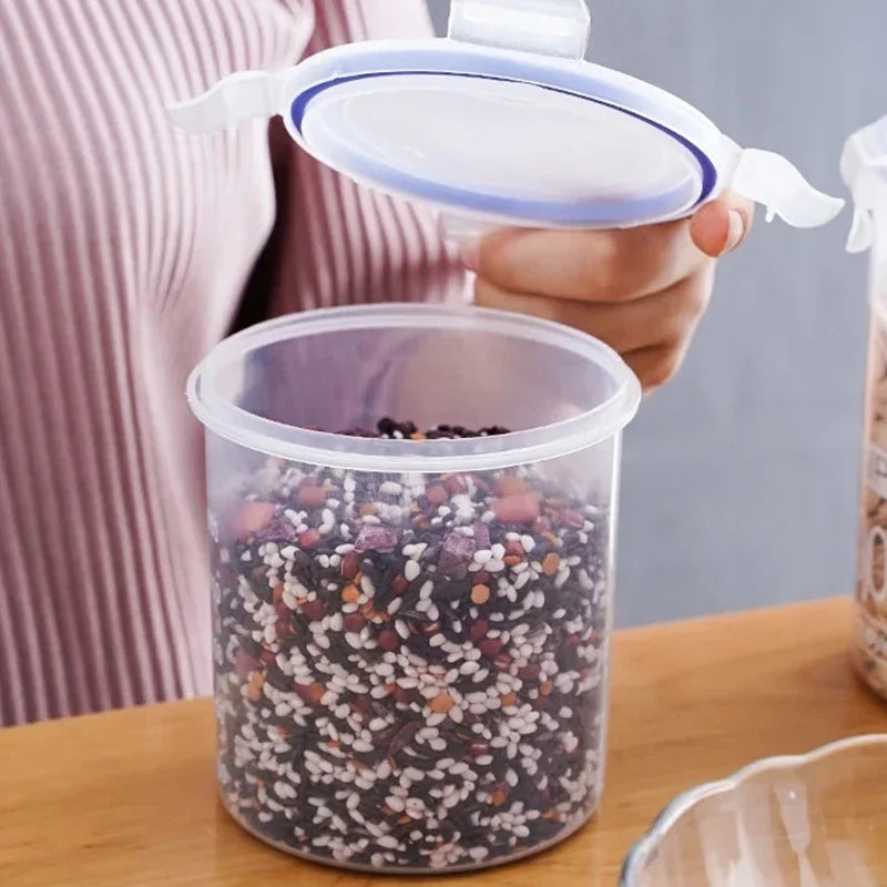 Plastic Sealed Storage Tank Large Capacity Clear Airtight Kitchen Organizer Grain Crisper Have Scale Spice Container Jars New