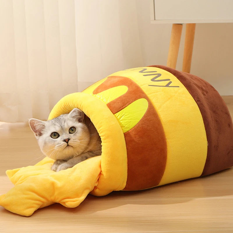 New honey jar cat nest semi-enclosed autumn and winter warm puppy nest soft, comfortable and breathable pet supplies