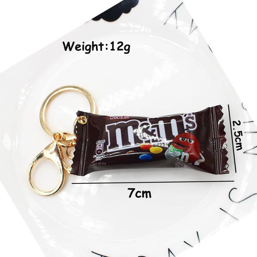 Simulation M Bean Chocolate Chocolate Key Chain Pendant Miniature M Bean Pendant Creative Food and Play Goods Gift Decoration