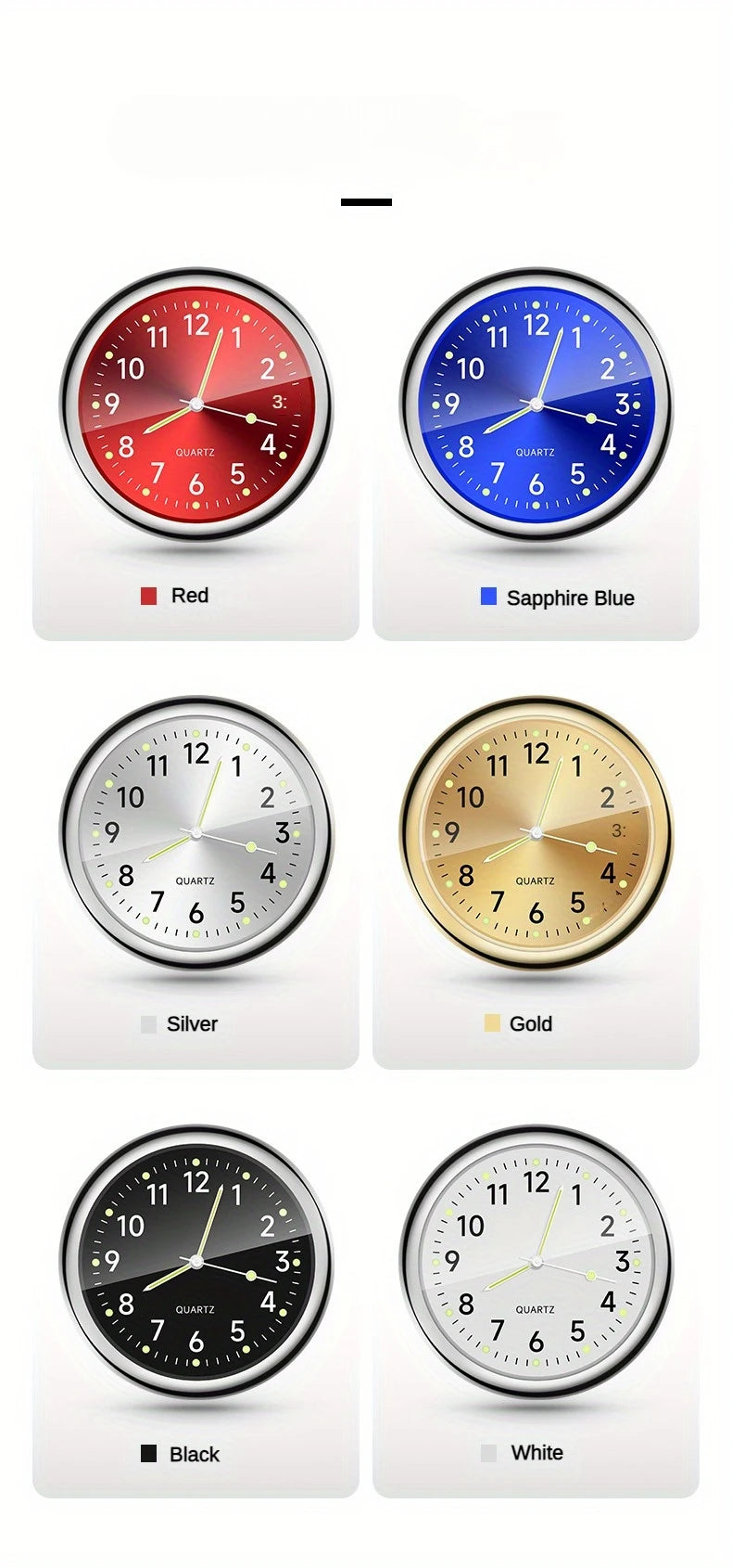 1pc Glow Decorative Car Clock Mini Quartz Watch for Car Decoration