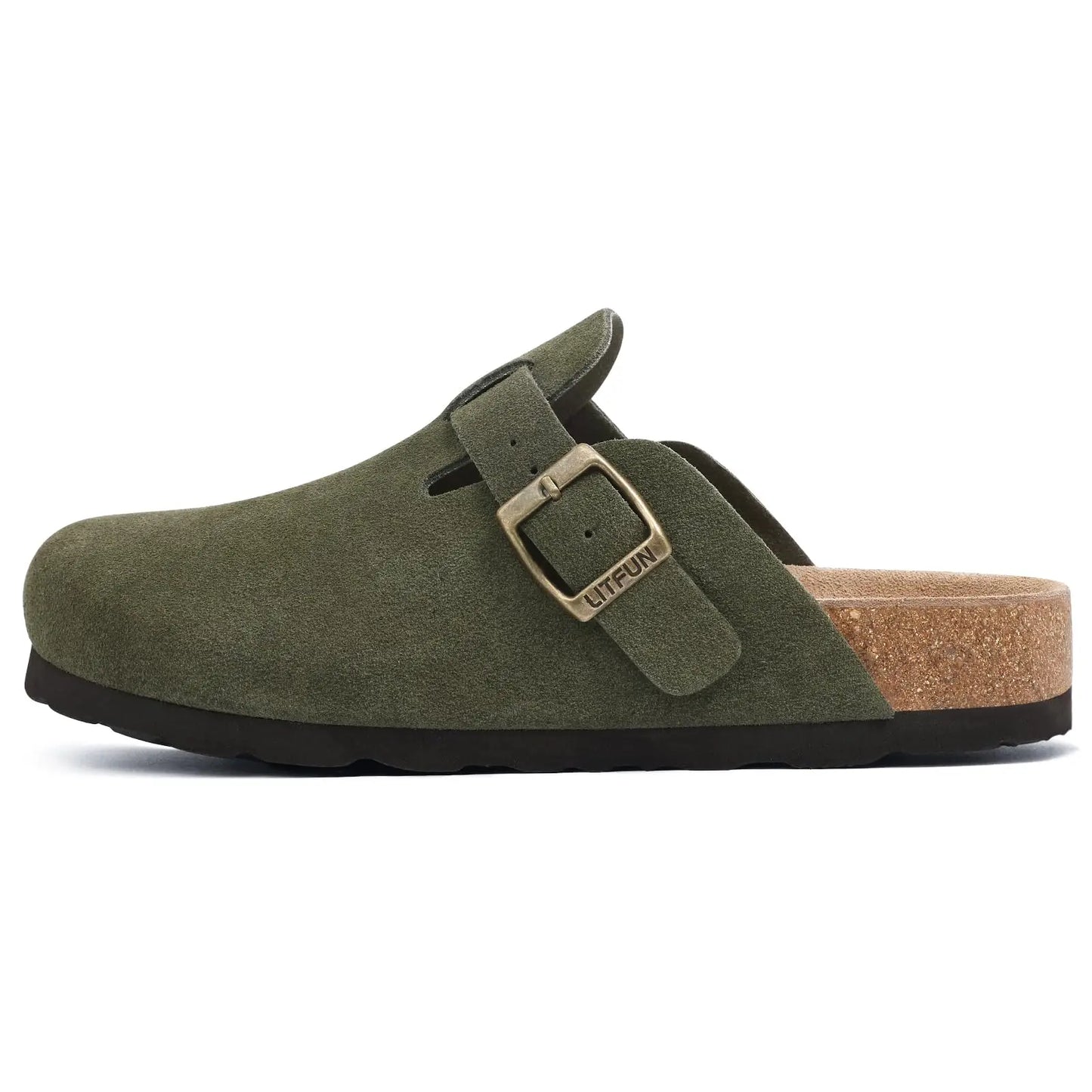 Asgard Women's Genuine Leather Clogs Soft Cork Footbed Cow Suede Mules With Adjustable Strap Fashion Comfort Slip on Slippers