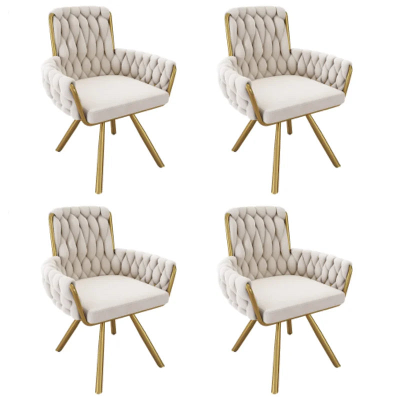 Set of 2/4/6,velvet dining chair,Armchair,single luxurious Leisure swivel chair with four metal support legs,beige