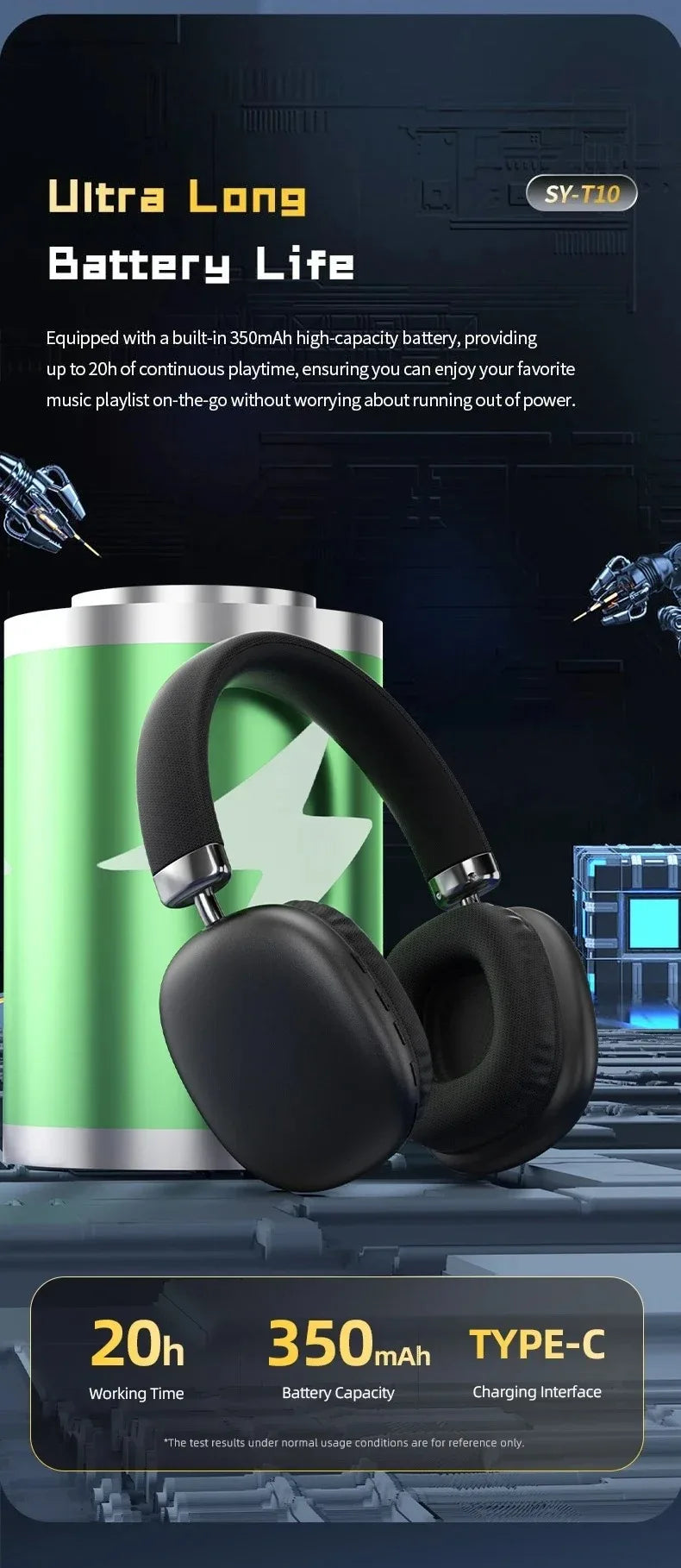 Fabric Headband Over-Ear Headphones Wireless Stereo HiFi Headset Adjustable Metal Rod Outdoor Music Noise Cancelling Earphones