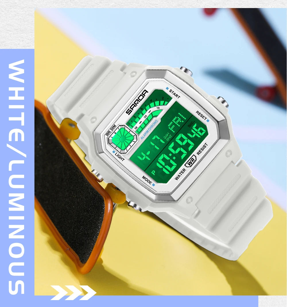 SANDA Outdoor Sport Electronic Watch Men Multifunction Watches Alarm Clock Chrono Waterproof LED Digital Double Time Watch