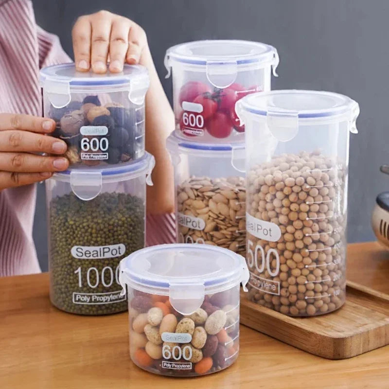 Plastic Sealed Storage Tank Large Capacity Clear Airtight Kitchen Organizer Grain Crisper Have Scale Spice Container Jars New