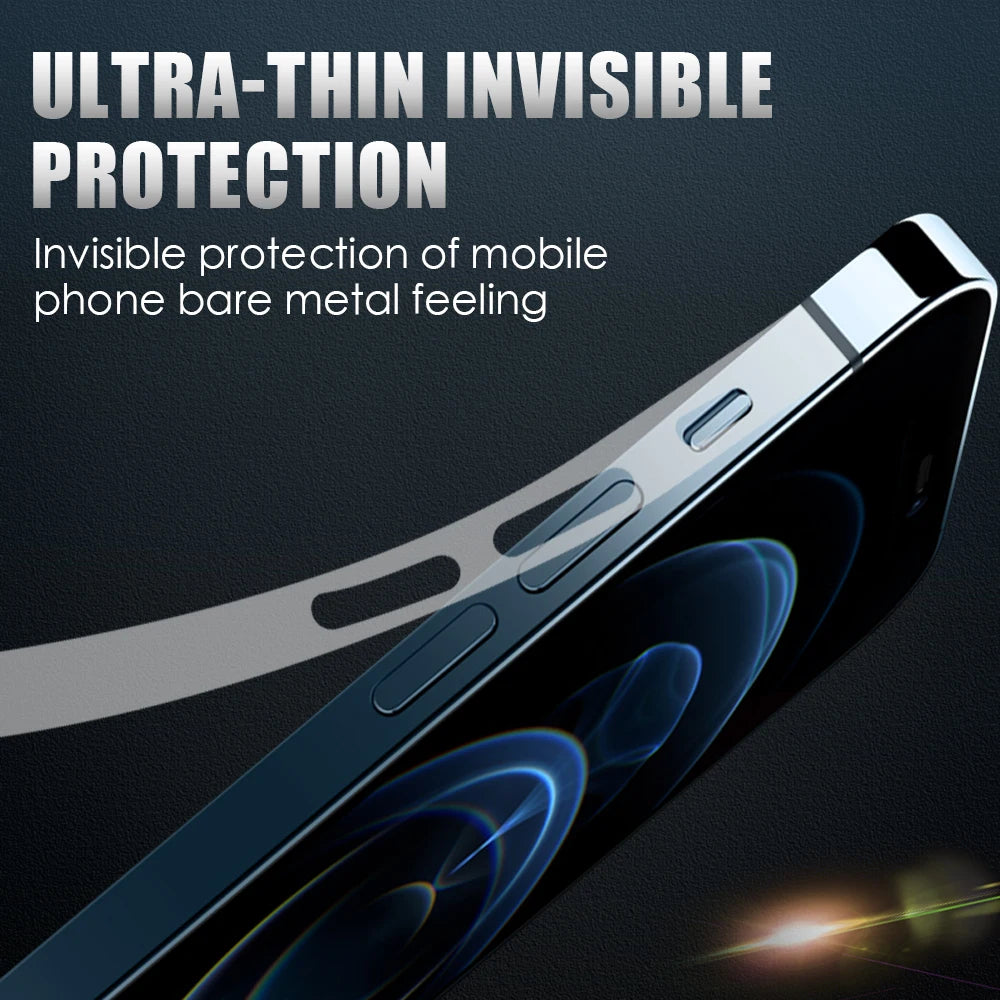 Carbon Fiber Sticker Clear Matte Phone Side Film For iPhone 16 15 14 Plus 13 12 Pro Max Frame Protective Border Hydrogel Film