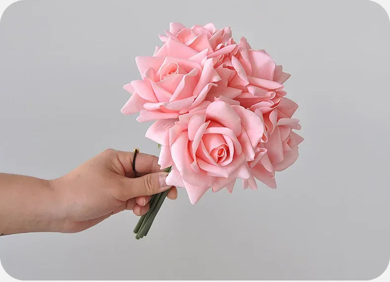 5 Head Curled Rose Bouquet with Artificial Moisture Sensation High-end Silk Flower Home Decoration Wedding Decoration