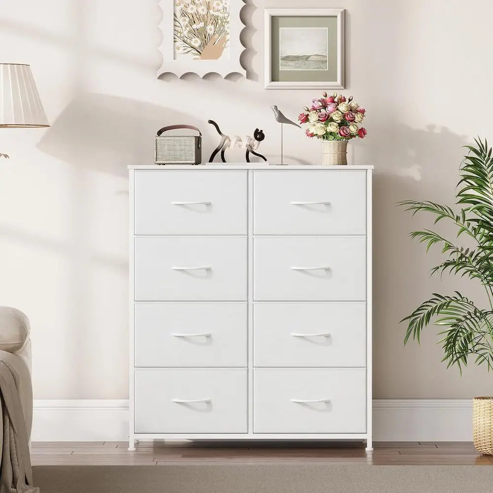 Tall Chest of Drawers for Bedroom, 8-Drawer Wide Storage Organizer, Fabric Dresser or Closet, Nursery Bed, Living Room, Laundry,