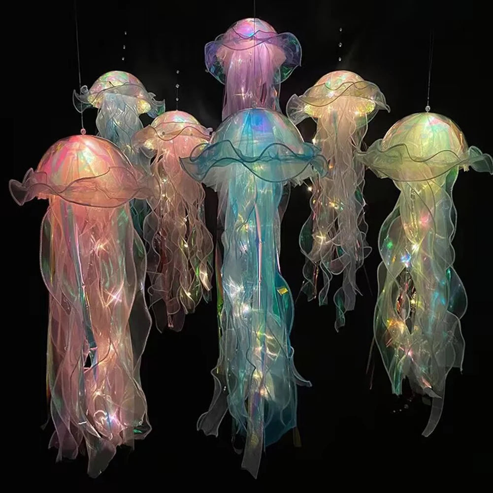 5-1PCS RGB Jellyfish Lamp Colorful Night Light Jellyfish Atmosphere Light Lamp Hanging Ceiling Lantern Creative Jellyfish Lamp