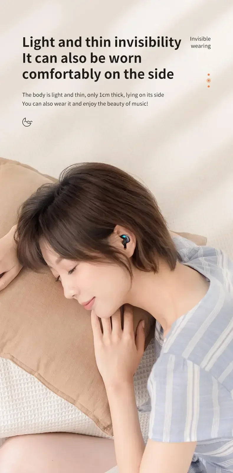 X55 Invisible Sleep Wireless Earphone TWS Bluetooth 5.3 Headphones Hidden Earbuds IPX5 Waterproof Noise Reduction Sports Headset