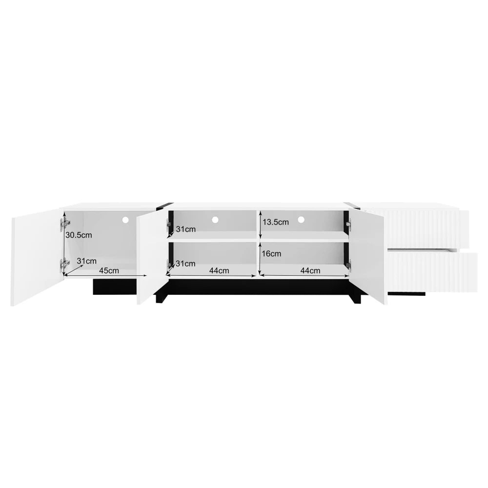 PINGGO Modern Large TV Cabinet 190cm Length Media Console with 3 Doors 2 Drawers, Storage TV Stand Entertainment Center